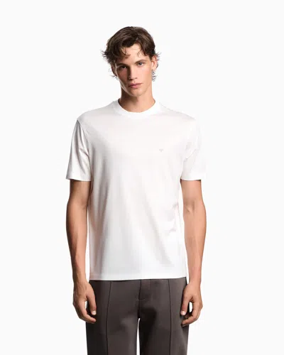 Emporio Armani Asv Domed Logo Pima-jersey T-shirt In White