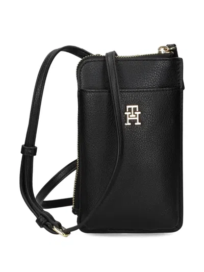 Tommy Hilfiger Logo-plaque Zip-top Phone Bag In Black