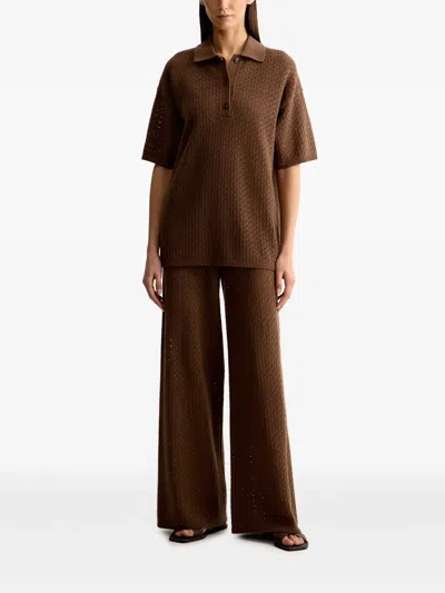 12 Storeez Pointelle-knit Wide-leg Trousers