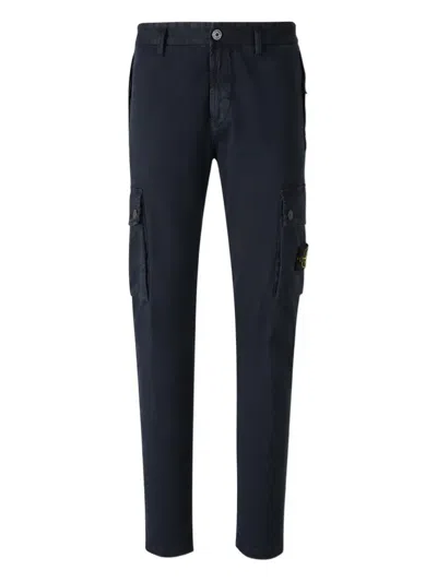 Stone Island Cotton Trousers With Logo In Black
