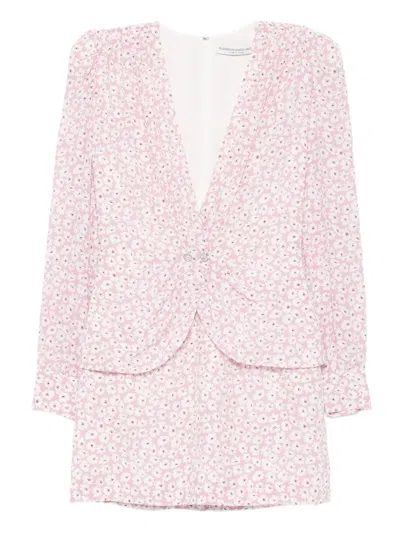 Alessandra Rich Floral-print Minidress - Women's - Polyester/silk In Pink