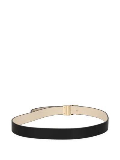 Tommy Hilfiger Monogram Buckle Leather Belt In Black