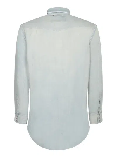 Golden Goose Golden Collection Bleached Denim Shirt In Blue