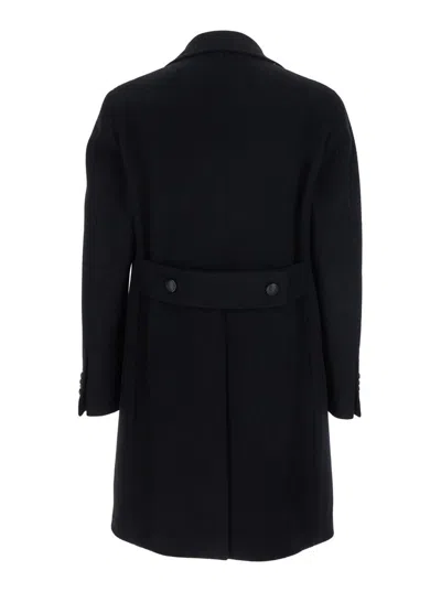 Tagliatore 'arden' Black Double-breasted Coat With Notched Revers In Black