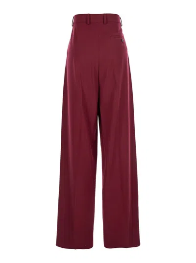 Stella Mccartney Flannel Loose Trouser In Burgundy
