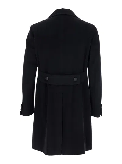 Tagliatore 'arden' Black Double-breasted Coat With Notched Revers In Black