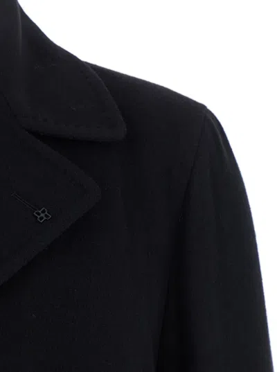 Tagliatore 'arden' Black Double-breasted Coat With Notched Revers In Black