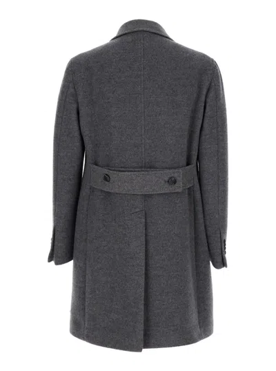 Tagliatore Grey Double Breasted Wool Coat In Gray