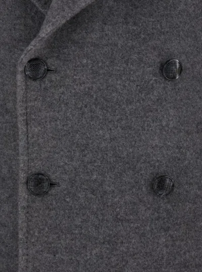 Tagliatore Grey Double Breasted Wool Coat In Gray