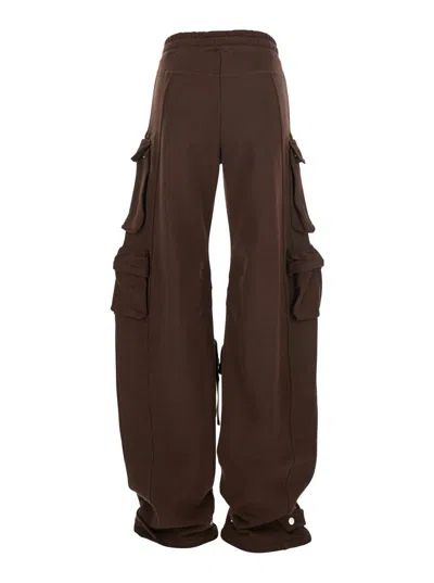 Attico Double American Fleece Sweatpants In Brown