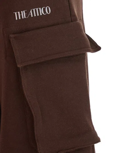 Attico Double American Fleece Sweatpants In Brown