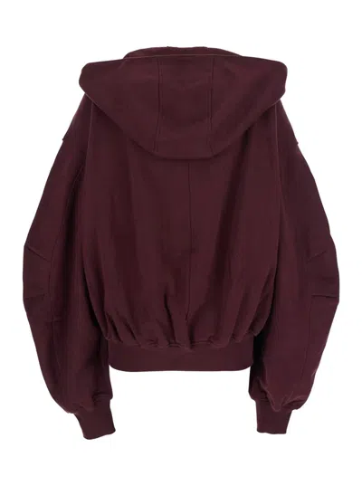Attico Double American Fleece Sweatshirt In Burgundy