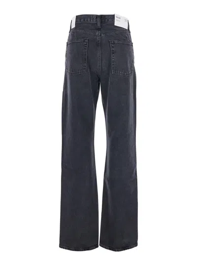 Agolde Blue Jeans With High Waist And Logo Patch On The Rear In Black