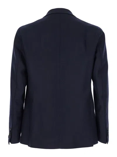 Tagliatore Blue Single-breasted Jacket With Notched Revers In Blue