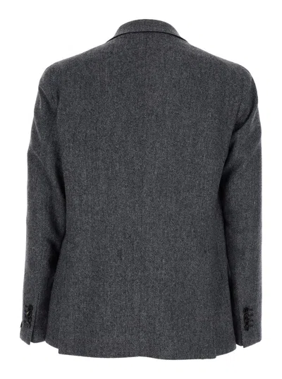 Tagliatore Grey Single-breasted Jacket With Notched Revers In Gray