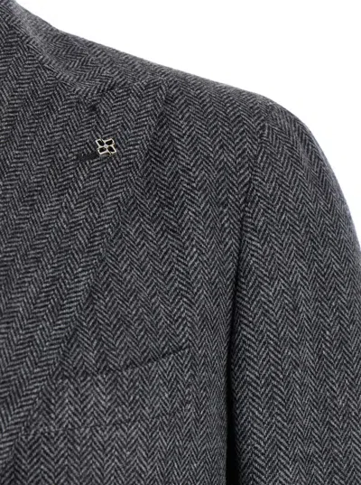 Tagliatore Grey Single-breasted Jacket With Notched Revers In Gray