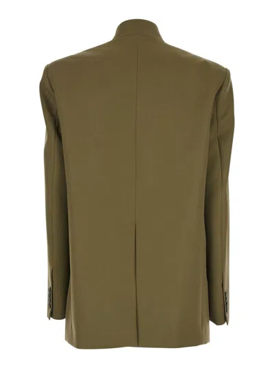 Attico Maxi Shoulder Strap Blazer Blazers Green In Green