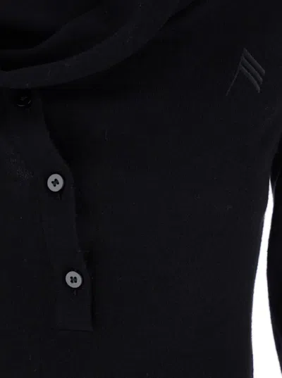 Attico Knee Length Dress Featuring Button Detailing In Black