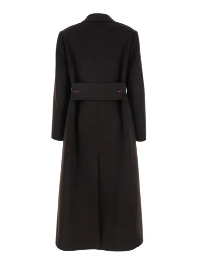 Victoria Beckham Brown Double-breasted Coat In Wool And Cashmere In Brown