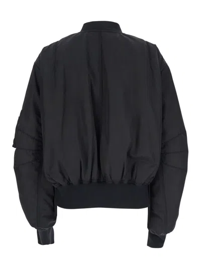Attico Padded Nylon Oversized Bomber Jacket In Black
