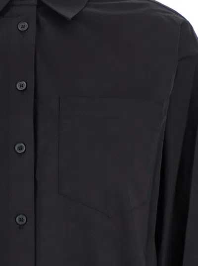 Michael Kors Black Shirt With Button-down Collar And One Front Patch Pocket In Cotton Stretch Woman In Black