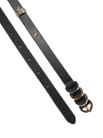 Pinko Leather Belt With Adjustable Length And Metallic Accents In Black