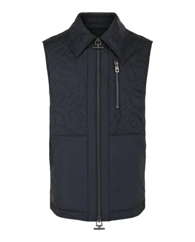 Ferragamo Gancini Monogram Quilted Vest In Black