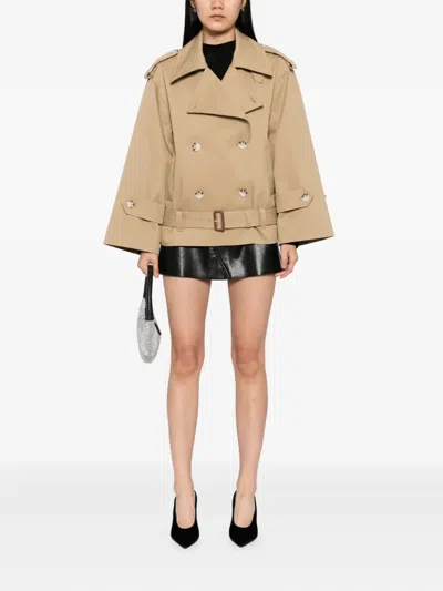 Self-portrait Women Beige Trench Coat In Neutral