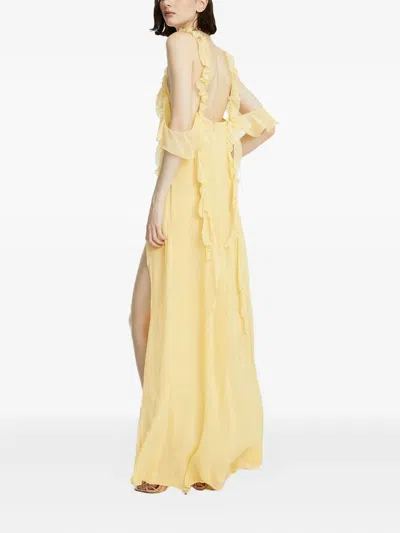 RUFFL-DETAILS V-NECK MAXI DRESS