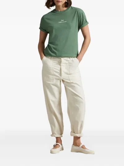 Polo Ralph Lauren Embroidered-logo T-shirt In Green