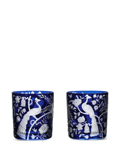 Artel Peacock-floral Glasses In Blue