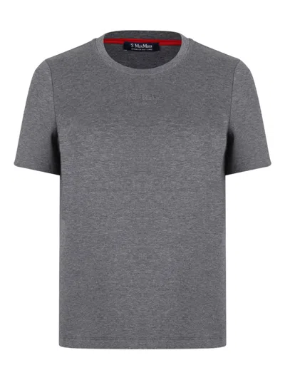 S Max Mara Embroidered-logo T-shirt In Gray