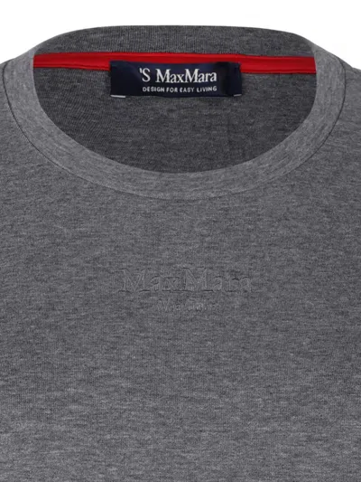 S Max Mara Embroidered-logo T-shirt In Gray