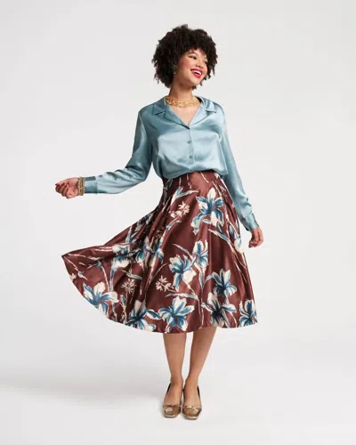 Frances Valentine Shelley Midi Skirt In Lucky Devil Blue In Blue