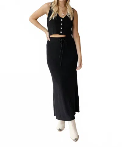 Miou Muse Arlette Knitted Maxi Skirt In Black In Black