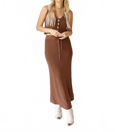 Miou Muse Arlette Knitted Maxi Skirt In Cocoa In Brown