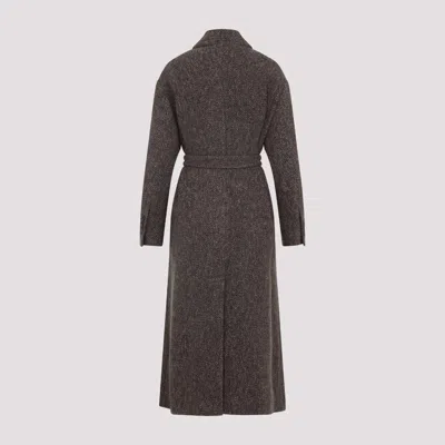 Brunello Cucinelli Brown Wool Trench Coat In Gray