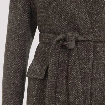 Brunello Cucinelli Brown Wool Trench Coat In Gray