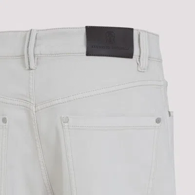 Brunello Cucinelli Garment Dyed Grey Cotton Jeans In Gray
