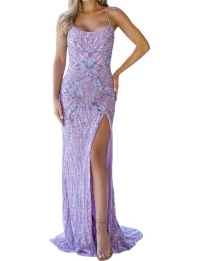 Primavera Corset Scoop Neck Prom Dress In Orchid In Purple