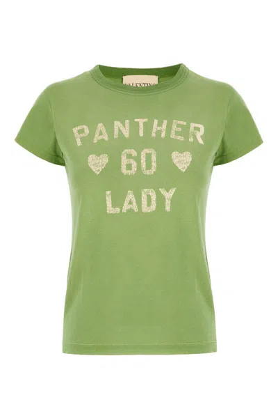 Valentino Playful Printed Cotton T-shirt With Bold Lettering In Green