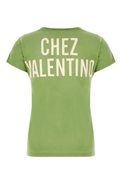 Valentino Playful Printed Cotton T-shirt With Bold Lettering In Green
