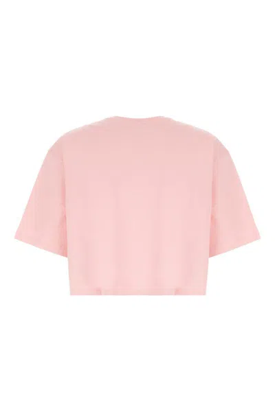 Balmain Women Logo Organic Cotton Cropped T-shirt In Pink