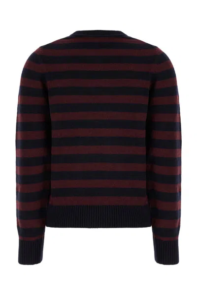 Ganni Graphic Wool Mix Poodle Stripe Sweaters And Cardigans Multicolor In Multi