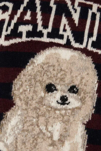 Ganni Graphic Wool Mix Poodle Stripe Sweaters And Cardigans Multicolor In Multi
