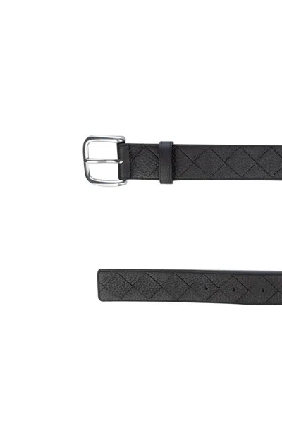Bottega Veneta Adjustable Diamond Pattern Textured Belt In Blue