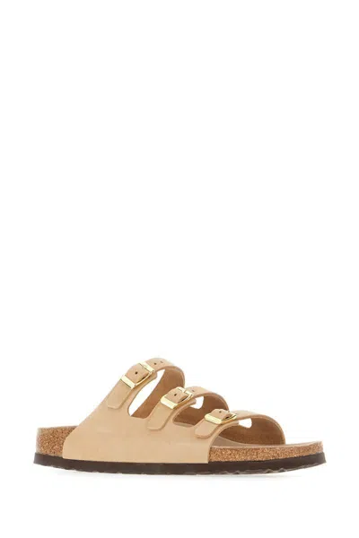 Birkenstock Beige Leather Florida Slippers
