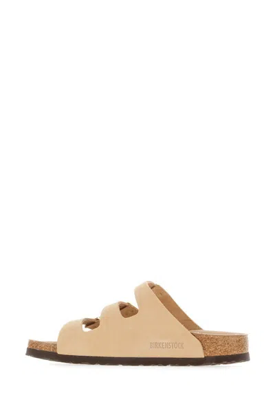 Birkenstock Beige Leather Florida Slippers