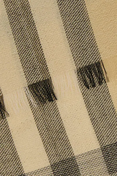 Burberry Embroidered Wool Blend Scarf In Neutral