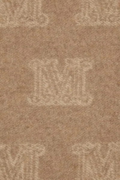 Max Mara Cashmere Scarf With Embroidered Monogram Detail In Pink